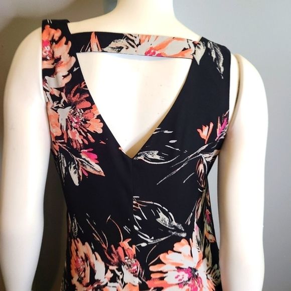 APT 9 Black Pink Floral Sleeveless Shift Dress - Picture 8 of 10